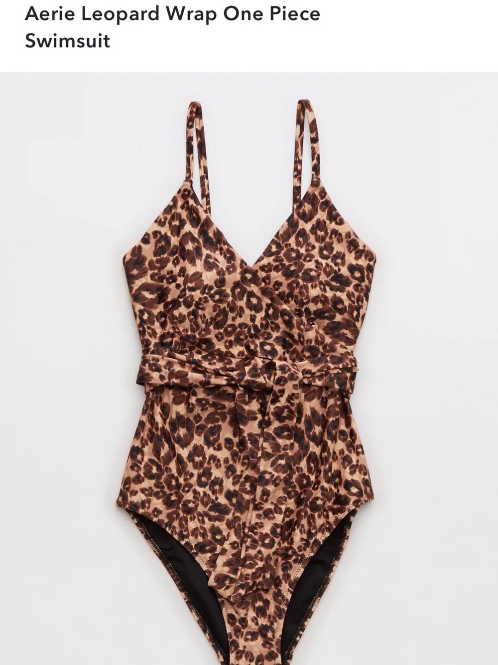 aerie Brown Leopard Wrap One Piece Swimsuit